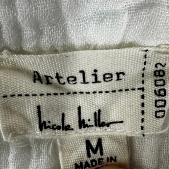 Nicole Miller White   3/4 Sleeve Artelier Embroidered Eyelet Button up Blouse M - Picture 13 of 14